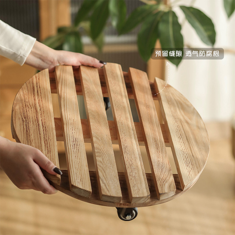 圆形白蜡木实木花盆托盘带滚轮刹车轮万向轮绿植大尺寸移动底座,鲜花速递/花卉仿真/绿植园艺,花托/移动托盘,淘宝优惠券,粉丝福利购,淘宝优惠卷