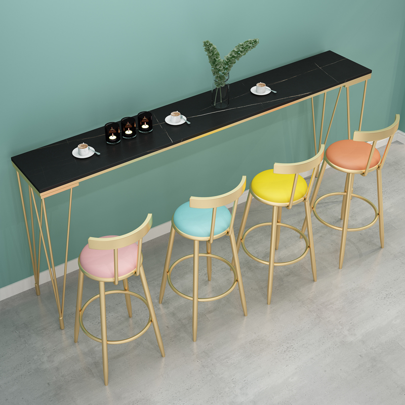 北欧岩板吧台桌家用靠墙阳台户外窄桌子奶茶店靠窗长条酒吧高脚桌