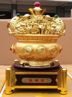 金色聚宝盆 天天聚财天天进宝 树脂工艺品摆件 开业家居装饰礼品