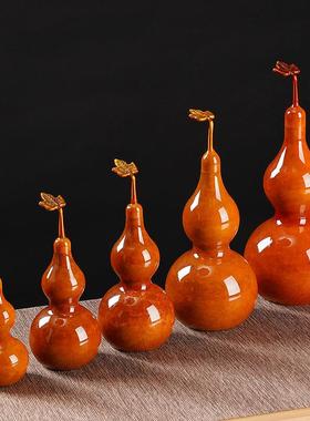 铜派红葫芦中式家居客厅工艺品办公室黄铜玄关装饰摆设开业礼品