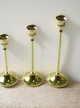 北欧金属酒杯烛台 电镀黄铜色烛台工艺品摆件婚庆装饰ins摄影道具