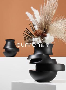 现代北欧极简层叠错位花瓶客厅插花干花器摆件样板房家居软装饰品