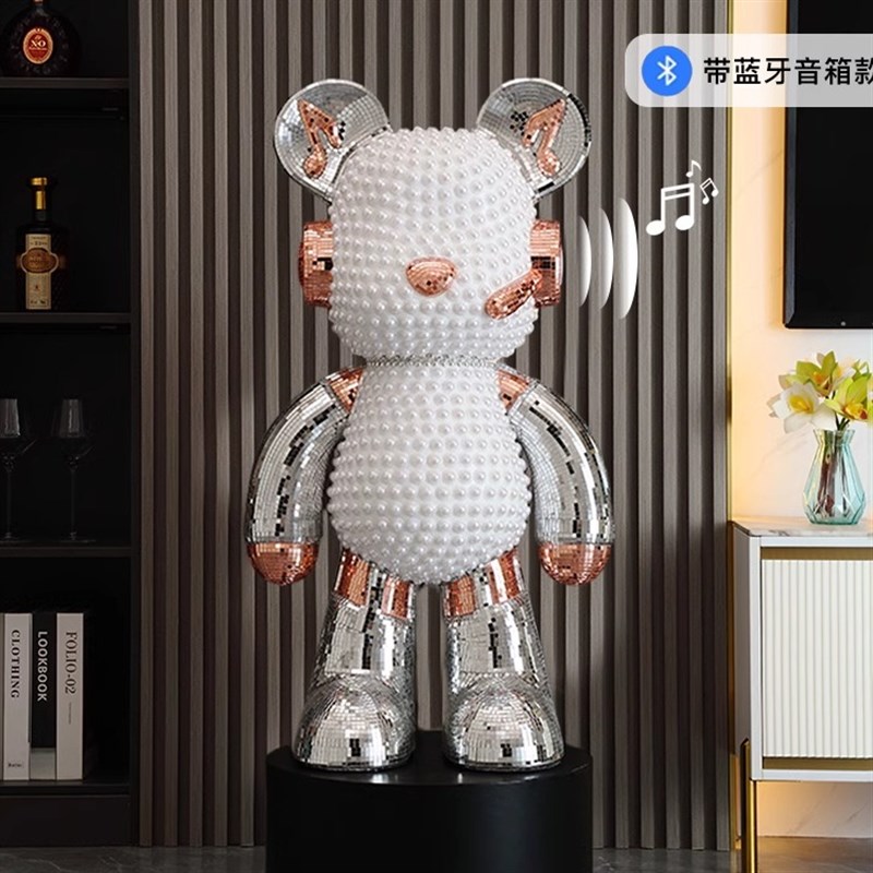 2024卡通背包熊潮牌网红高档别墅客厅电视柜旁边落地大摆件存钱罐