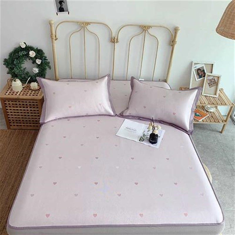 公主风床笠款爱心凉席冰丝席三件套1.5m可水洗N折叠空调软席子1.8,床上用品,冰丝席,淘宝优惠券,粉丝福利购,淘宝优惠卷