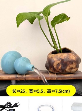 竹子流水摆件陶瓷j仿竹鱼缸循环水喷泉加湿器室内造景净水搭配装