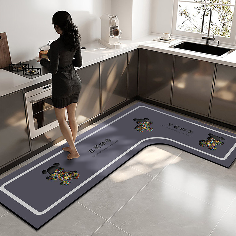 L形厨房地垫2024新款防滑防油可擦免洗脚垫家用防水耐.脏专用地毯,居家布艺,厨房地垫,淘宝优惠券,粉丝福利购,淘宝优惠卷