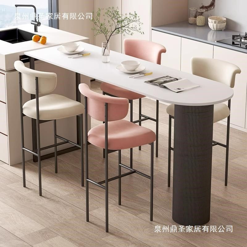 家用阳台靠墙窄桌 岩板吧台桌椅 长条桌奶茶店酒吧高脚桌椅组合