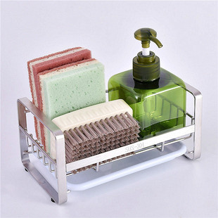 海绵沥水架3e04不锈钢洗碗抹布架水槽沥水篮厨房置物架壁挂免打孔