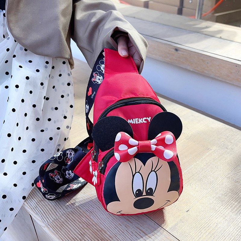 儿童胸包时尚新款女童斜挎包卡通米妮背包洋气宝宝小包包可爱女孩