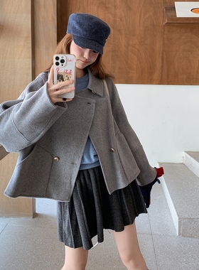 现货！现货！休闲气质减龄灰色毛呢外套2C212-G183-P235-K358