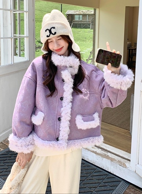 国风绣花皮毛一体羊羔毛外套 w411 P195 K278