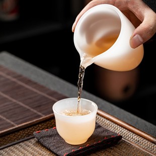 功夫茶杯主人杯大号防p烫耐高温茶杯白瓷功夫茶具养生高端琉璃茶