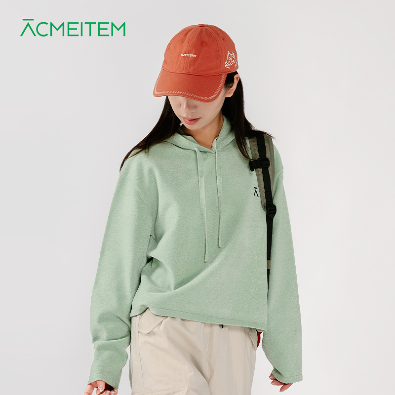 ACMEITEM爱棵米 秋冬女士连帽针织衫简约休闲毛衣宽松短款上衣