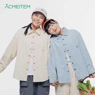 ACMEITEM爱棵米 户外亲子休闲灯芯绒长袖衬衫落肩宽松上衣男女