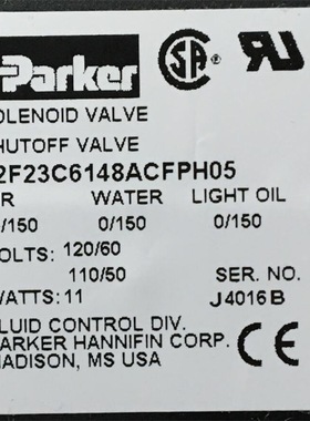 12F23C6148ACFPH05 Parker二通常闭式G3/4电磁阀