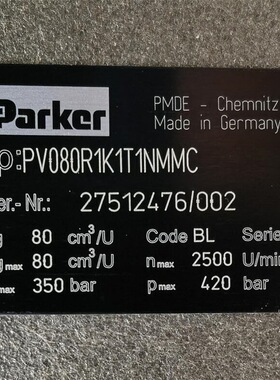 PV080R1K1T1NMMC Parker轴向柱塞变量泵 - PVplus系列