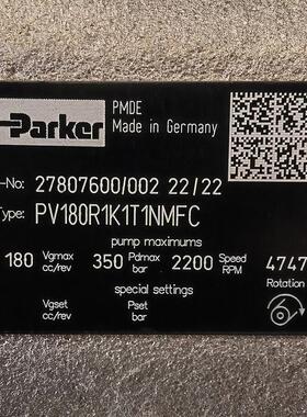 PV180R1K1T1NMFC # Parker//派克，液压泵，齿轮泵，叶片泵