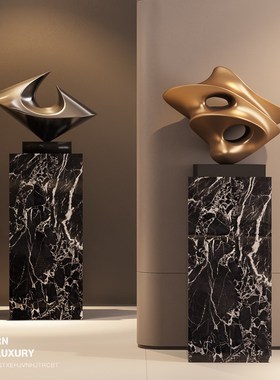 酒店雕塑抽象几何玻璃钢艺术创意摆件会所样板房陈设高端现代软装