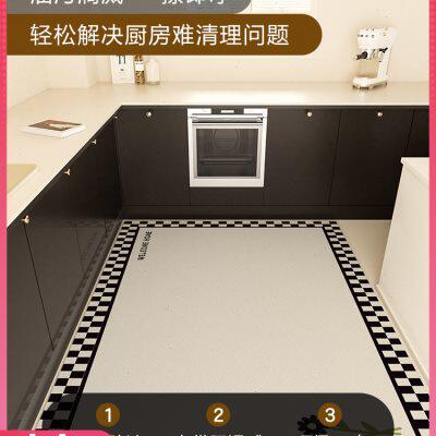 厨房专用地垫防水防油免洗大面积满铺防污可擦家用脚垫pu皮革地毯