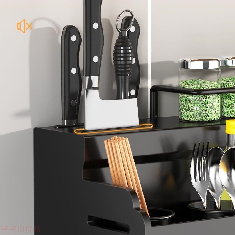 厨房收纳置物架免打孔多功能家用调料壁挂式筷子刀架用品大全挂架