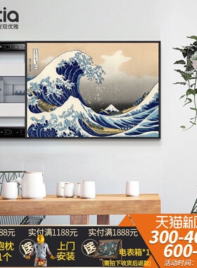 神奈川冲浪里电表箱装饰画日式遮挡配电箱空开箱弱电闸挂画免打孔