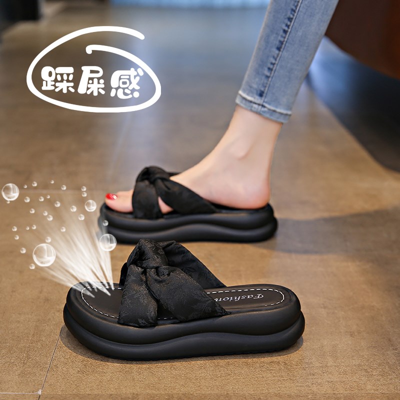 全黑色凉拖鞋女夏季外穿2025新款轻便软底不累脚沙滩鞋34码一字拖