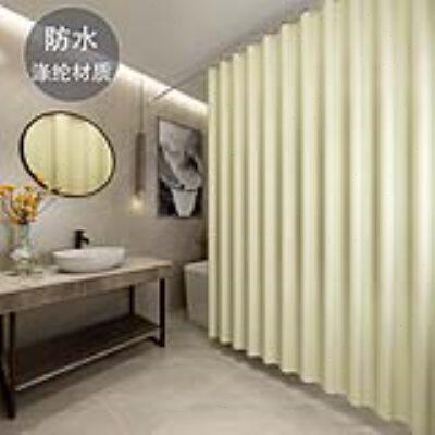 卫生间酒店防水防霉帘子浴室免打孔浴帘套装涤纶布帘门帘窗户挂帘