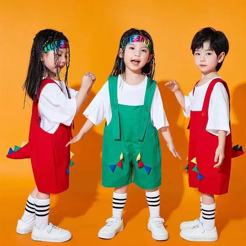 彩色幼儿园毕业季照服装啦啦队表演男女童班服糖果抱婴袋裤演出服