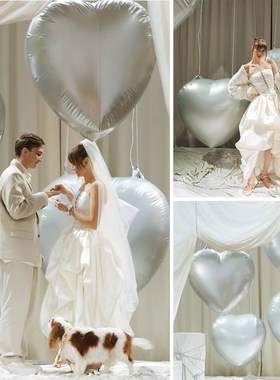 定婚礼布置摆件银色爱心气球商场店铺网红装饰道具爱心气模型厂家