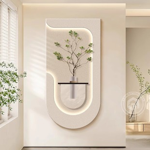 轻奢玄关装饰画意式极简客厅走廊尽头挂画高级感入户门正对墙壁灯