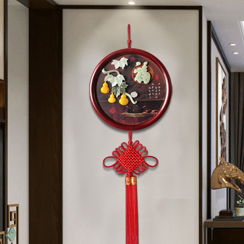 OF9D玄关挂饰客厅墙面床头壁饰圆形墙饰墙壁福字挂件新中式墙上装