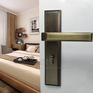 青古铜色门锁连体锁静音门锁欧式卧室内木门锁5845孔50圆磁吸锁体