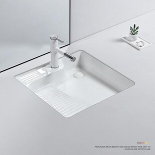 洗手带搓板洗衣机伴侣洗衣池水槽单盆阳台小户型陶瓷洗衣盆台下盆