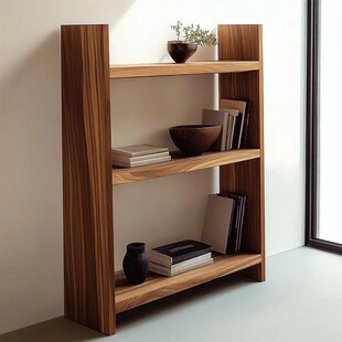 新中式天然原木书架复古实木落地陈列架客厅书柜置物架阳台花架子
