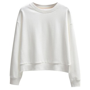 圆领短款卫衣女无帽小个子粉色2023新款薄款宽松白色春秋上衣女款