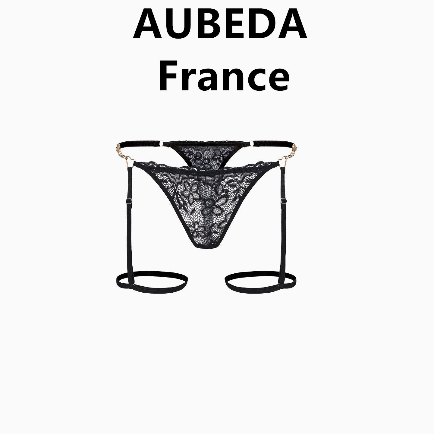 法国Aubeda欧美蕾丝腿环丁字裤