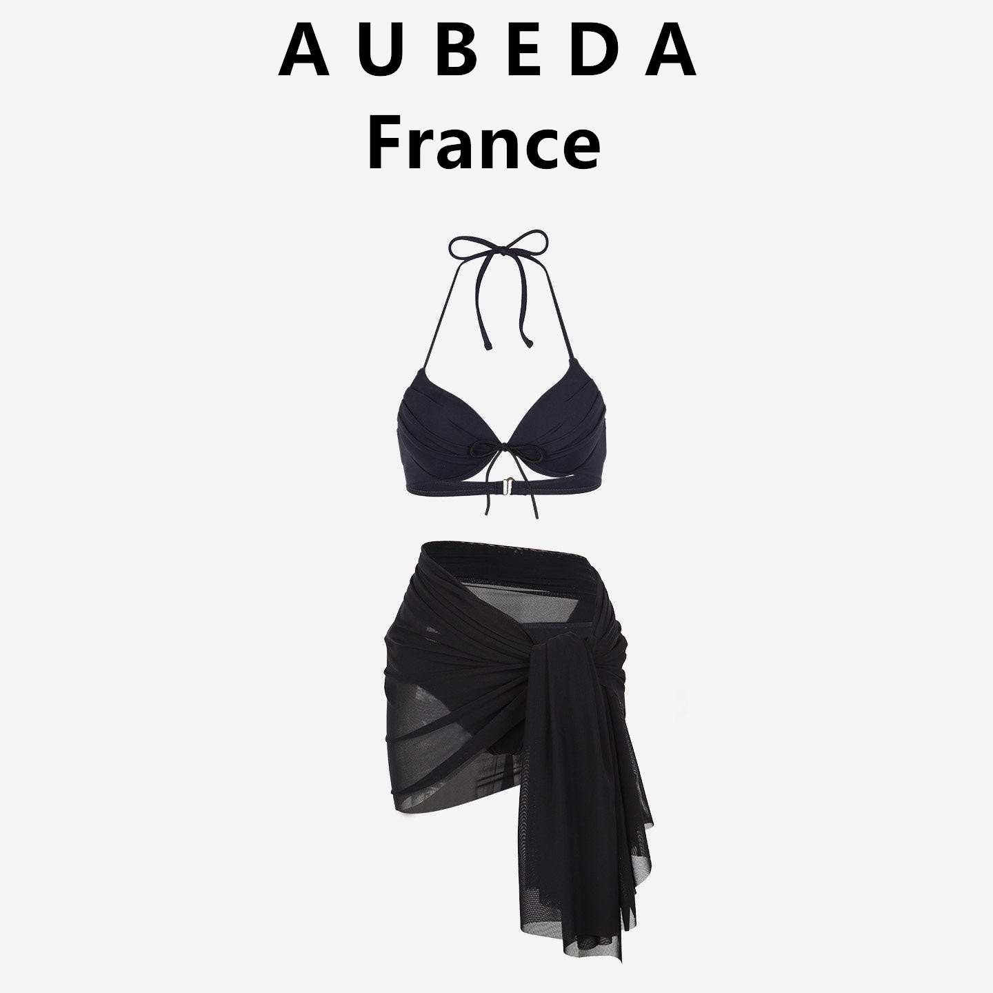 法国 Aubeda 比基尼小胸聚拢裹裙显瘦分体泳衣性感温泉沙滩三件套