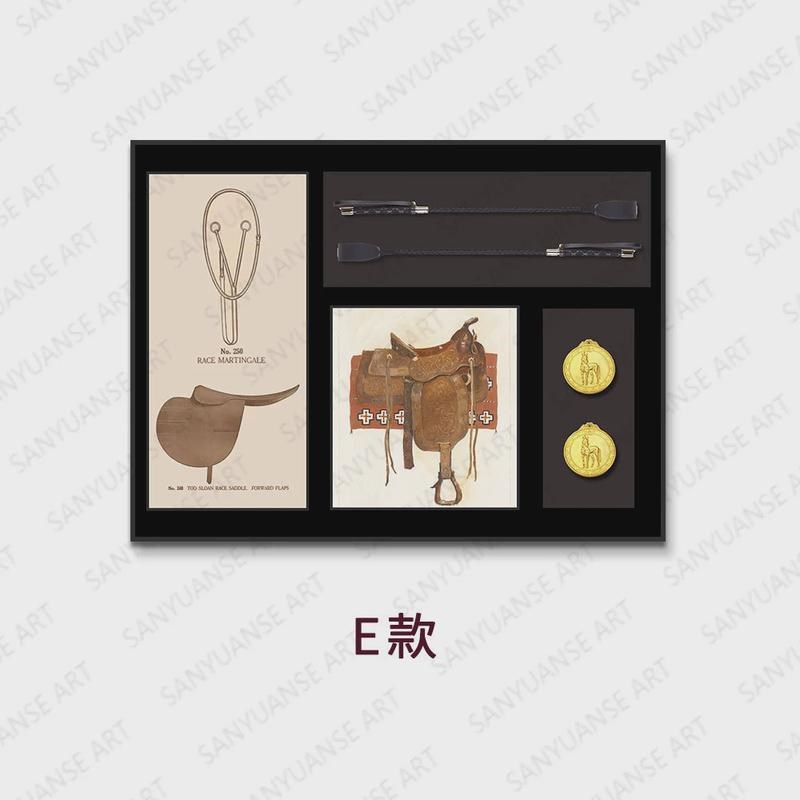 立体装置实物挂画样板间玄关装饰画客厅复古欧式壁画马术创意艺术图片