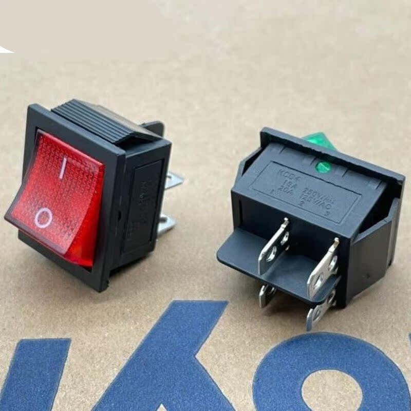 通用KCD4船型开关4脚2档带灯16A250V跑步机7煮面桶烤箱电源开关45