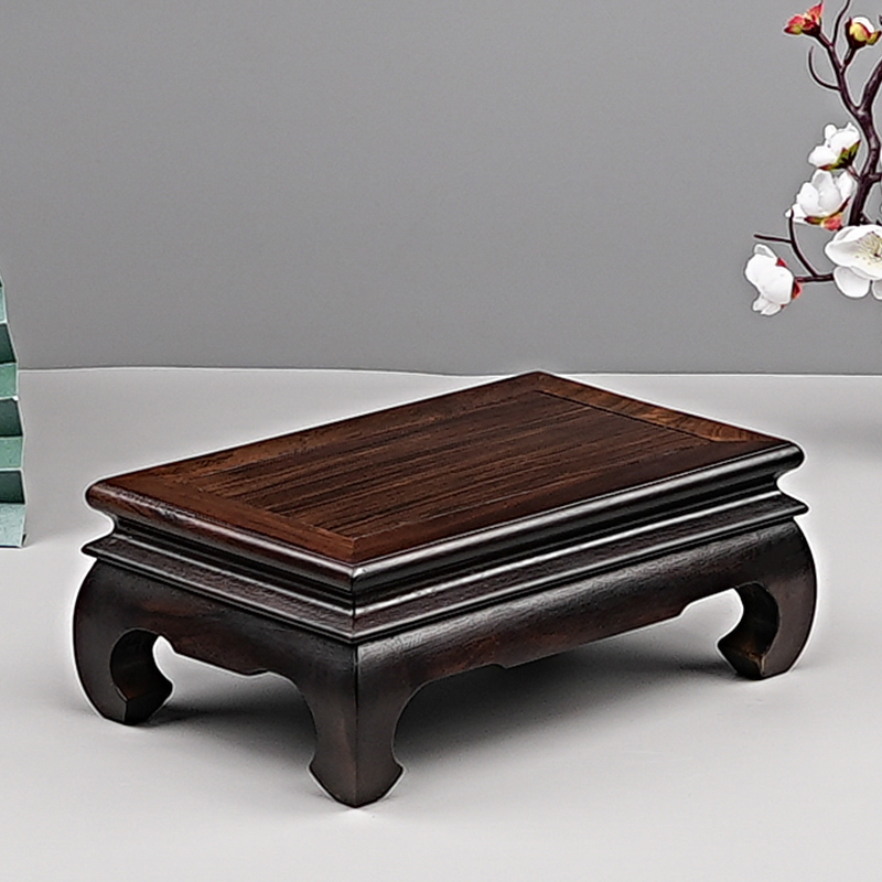 黑檀木弯角底座黑檀雕刻实木托架