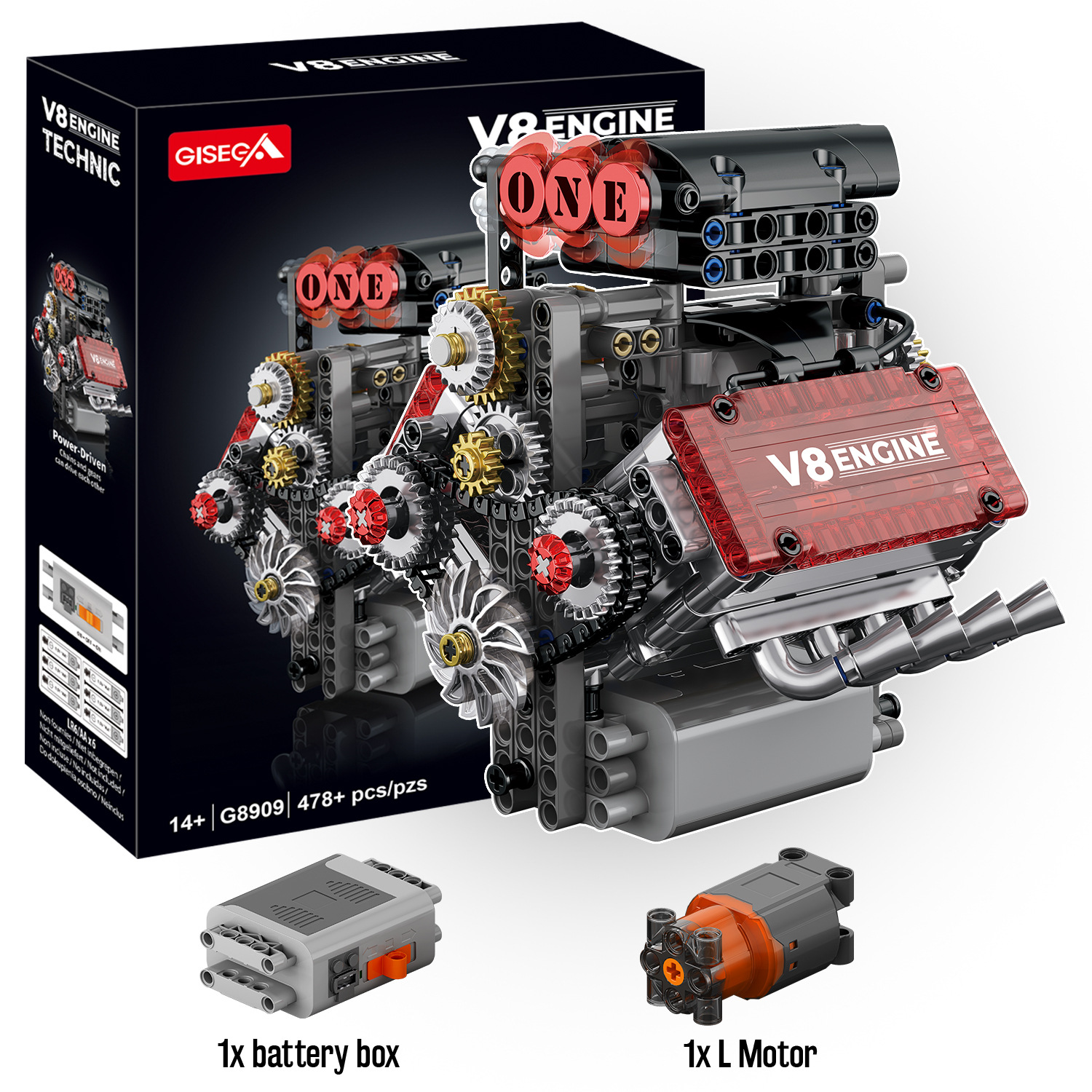 V8发动机动力组机械科技手办模型