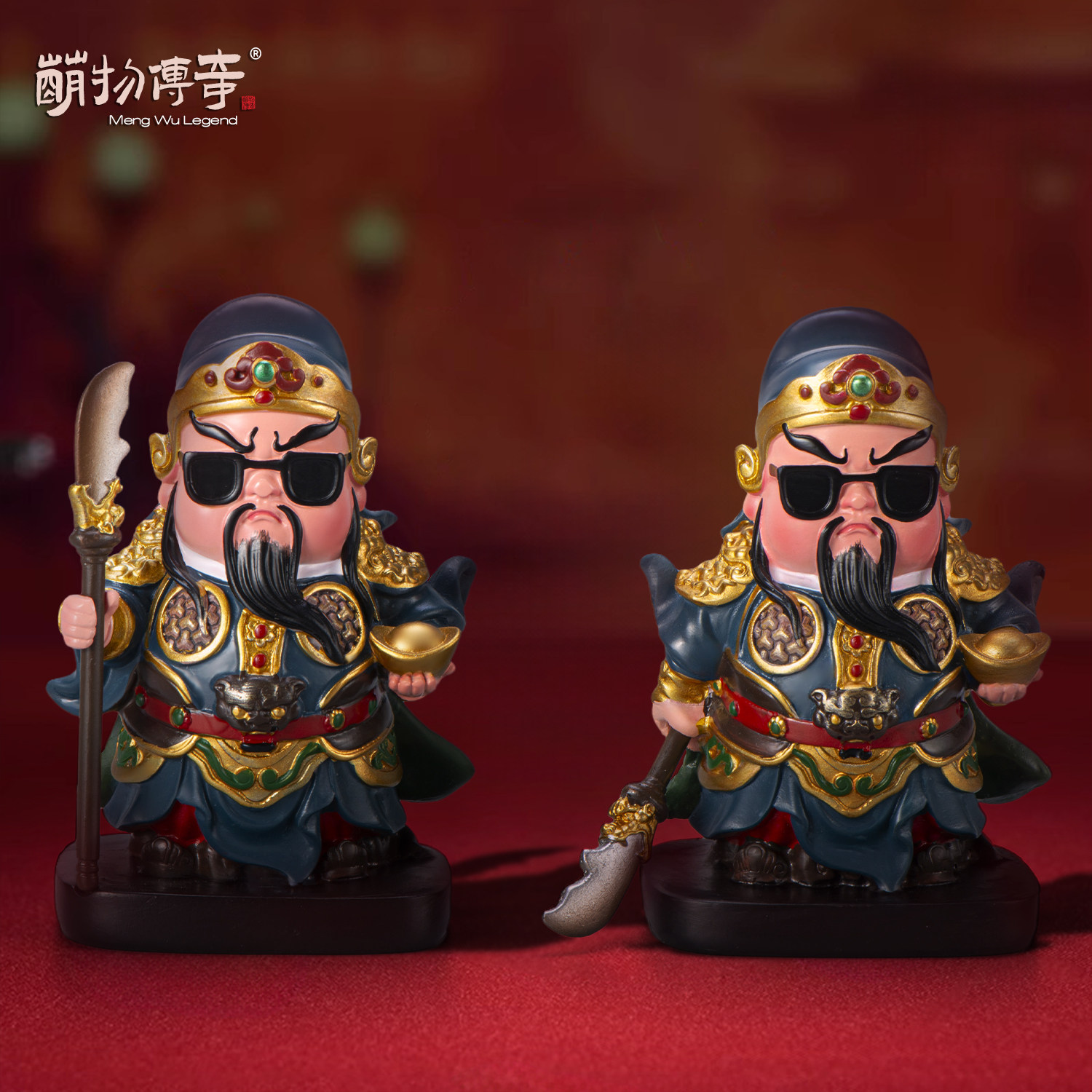 Q版创意关公小摆件办公室桌面工位招财装饰品武财神车载手办礼物