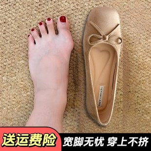 单鞋 法z式 适合脚胖宽 内增高小皮鞋 41到4 赫本风前掌加宽大码 女鞋