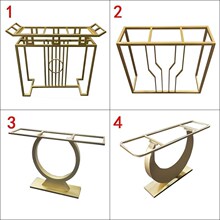 新中式岩板玄关桌腿支架铁艺定制金属桌脚L大理石案台底座现代轻