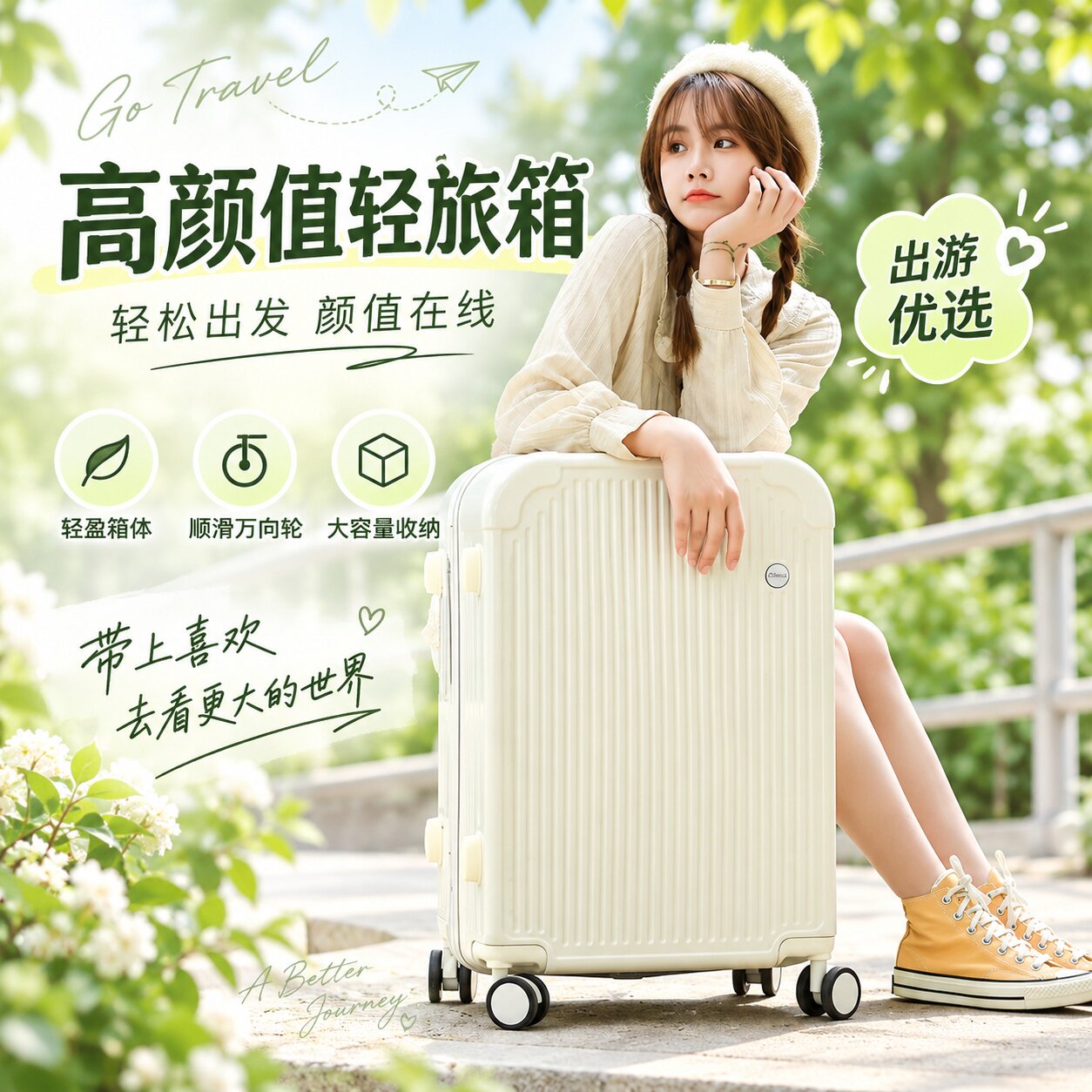 小清新高颜值大容量万向拉杆箱