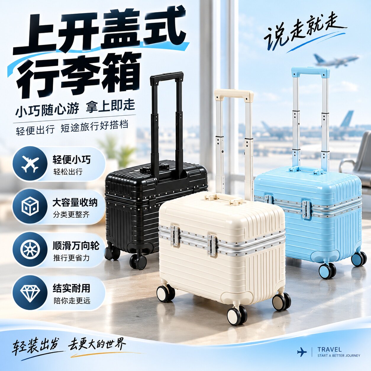 铝框上翻盖20寸摄影登机箱