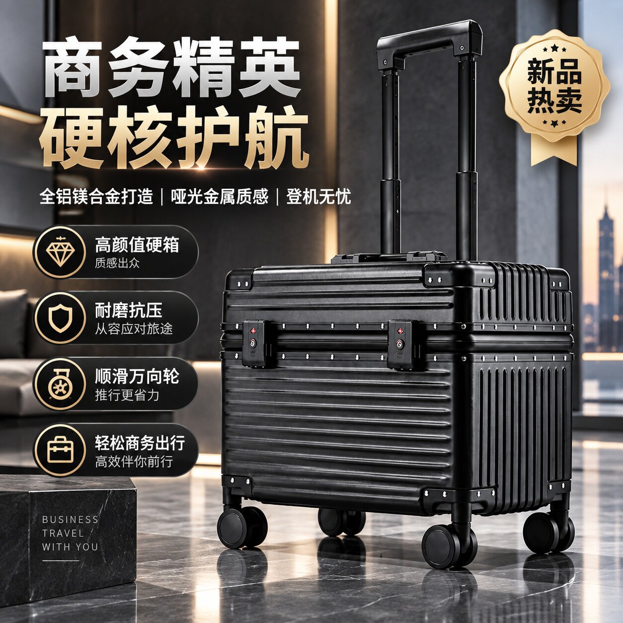 上翻盖可坐人18寸摄影密码箱