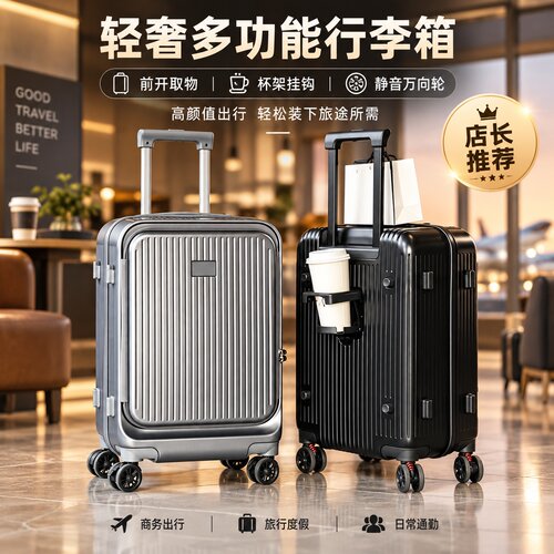 前开盖抗摔纯PC登机密码箱