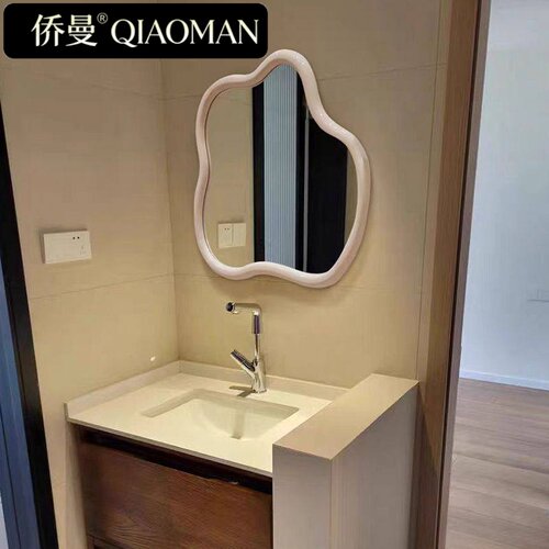 简约奶油风壁挂式卫浴镜家用卧室梳妆化妆镜洗手台led灯智能镜子