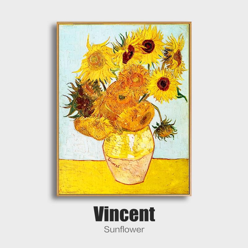 梵高装饰画客厅挂画向日葵餐厅玄关卧室沙发背景欧式简约复古壁画